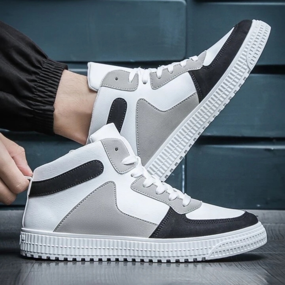 SHEIN Men's NWOT White Color Block High Top Sneakers Euro Size 37